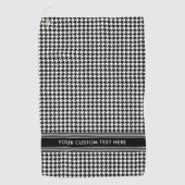 Stijlvol Houndstooth Patroon Naam Zwart Wit Golfhanddoek (Voorkant)