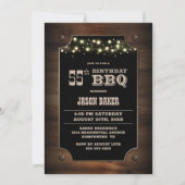 Stijlvol Hout 55e Verjaardag BBQ Kaart (Voorkant)