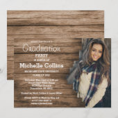 Stijlvol houten achtergrond Afstuderen Kaart (Voorkant / Achterkant)