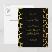Stijlvol huwelijk in Gold & Black Giraffe Pattern Aankondigingskaart (Voorkant / Achterkant)