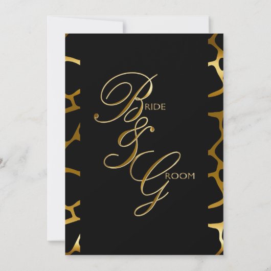 Stijlvol huwelijk in Gold & Black Giraffe Pattern Kaart (Achterkant)