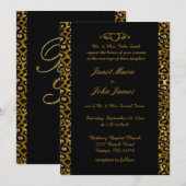 Stijlvol huwelijk in Gold & zwarte luiaard Kaart (Voorkant / Achterkant)
