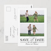 Stijlvol huwelijk sparen Datum 2 fotocollage Briefkaart (Voorkant / Achterkant)