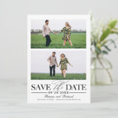 Stijlvol huwelijk sparen Datum 2 fotocollage Kaart (Staand voorkant)