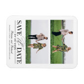 Stijlvol huwelijk sparen Datum 2 fotocollage Magneet (Horizontaal)