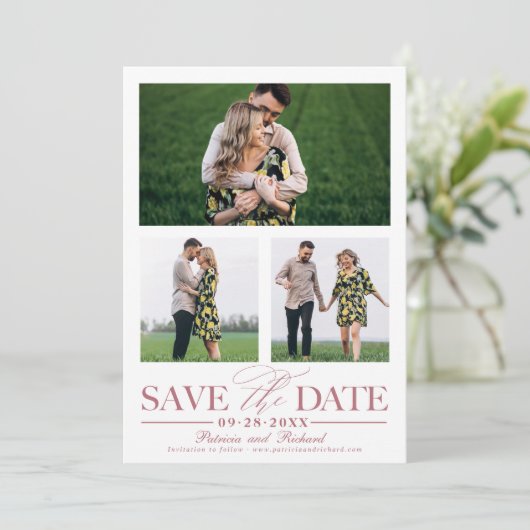 Stijlvol huwelijk sparen Datum 3 Foto collage Kaart (Staand voorkant)