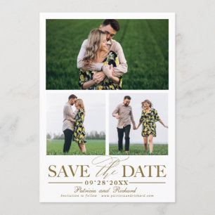 Stijlvol huwelijk sparen Datum 3 Foto collage Kaart