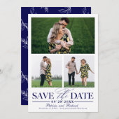 Stijlvol huwelijk sparen Datum 3 Foto collage Kaart (Voorkant / Achterkant)