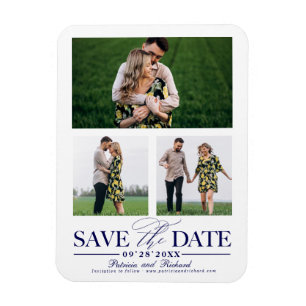 Stijlvol huwelijk sparen Datum 3 Foto collage Magneet