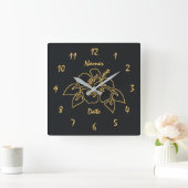 Stijlvol Huwelijksjubileum Aangepast Monogram Vierkante Klok (Huis)