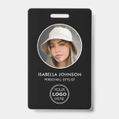 Stijlvol ID-foto logo QR-code zwart wit beveiligin Badge (Voorzijde)
