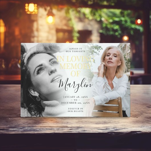 Stijlvol in liefdevol geheugen voor & na foto gastenboek