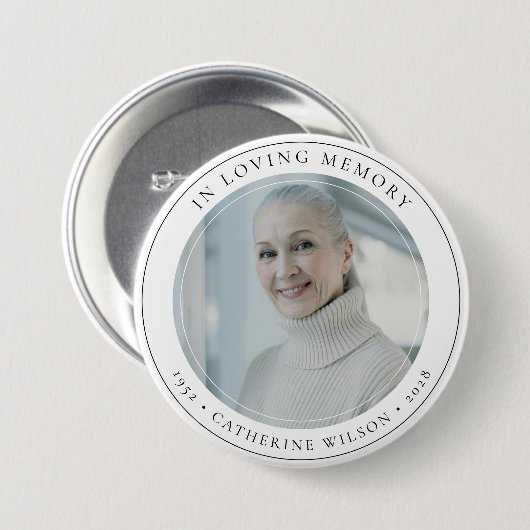 Stijlvol in liefdevolle herinnering Memorial Foto Ronde Button 7,6 Cm (Voorkant /achterkant)