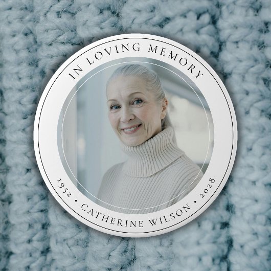 Stijlvol in liefdevolle herinnering Memorial Foto Ronde Button 7,6 Cm