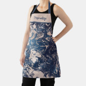 Stijlvol Indigo Blue Cream Marble Swirl Pattern Schort (Insitu)