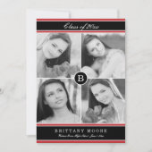 Stijlvol Initiaal Afstuderen Uitnodiging - Rood (Voorkant)