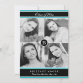 Stijlvol Initiaal Afstuderen Uitnodiging - Turquoi (Voorkant)