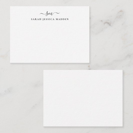 Stijlvol Initiaal met twee monogram, Girly Script  Notitiekaartje (Voorkant / Achterkant)