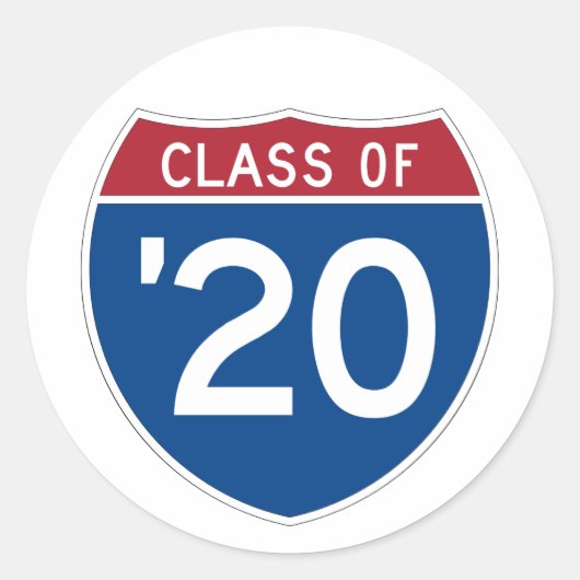 Stijlvol interstatenteken | Klasse 2020 Ronde Sticker (Voorkant)