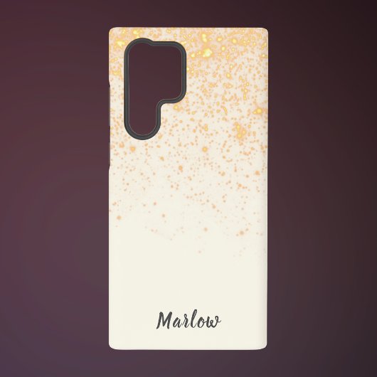 Stijlvol ivoor met gouden glitter samsung galaxy hoesje