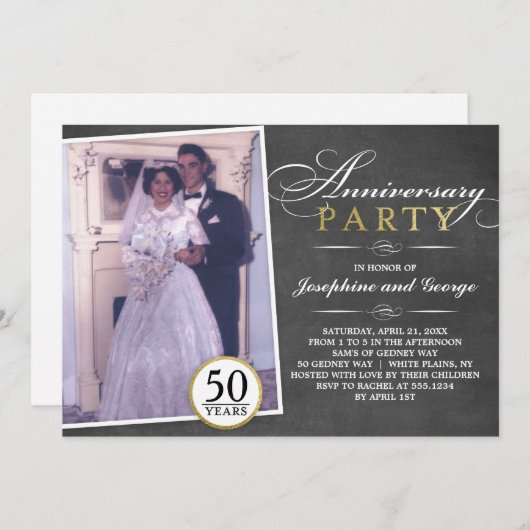 Stijlvol Jubileum Party fotouitnodiging Kaart (Voorkant / Achterkant)