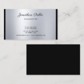 Stijlvol kalligrafiescript Modern Silver Trendy Visitekaartje (Voorkant / Achterkant)