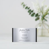 Stijlvol kalligrafiescript Silver Plain Modern Visitekaartje (Staand voorkant)