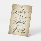 Stijlvol kalligrafiescript voor dames in de badkam reclamebord met voetstuk (Voorkant)