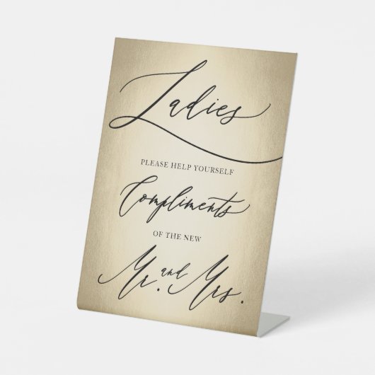 Stijlvol kalligrafiescript voor dames in de badkam reclamebord met voetstuk (Voorkant)