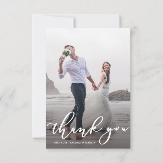 Stijlvol kalligrafiescript Weddenschap Bedankt Fot (Voorkant)