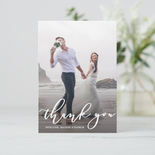 Stijlvol kalligrafiescript Weddenschap Bedankt Fot (Staand voorkant)