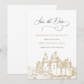 Stijlvol kasteel Eens Upon A Time Sprookjeshuwelij Save The Date (Voorkant / Achterkant)