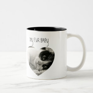 Stijlvol Kat Hart Foto Tweekleurige Koffie Koffiemok