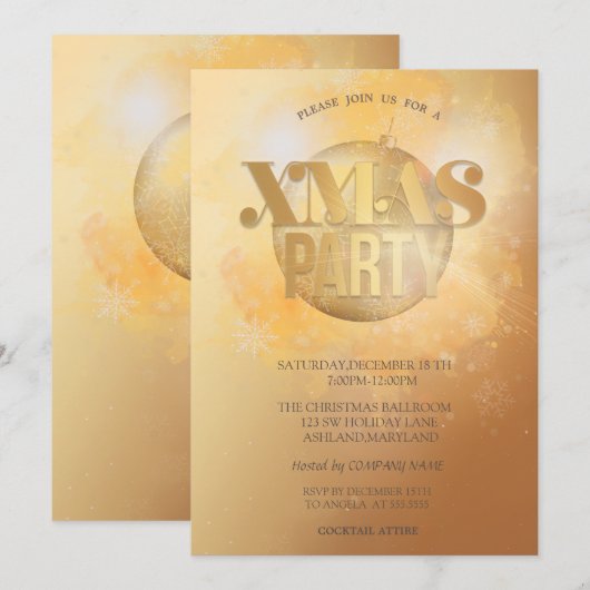 Stijlvol Kerstbal Bedrijf Kerstfeest Kaart (Voorkant / Achterkant)