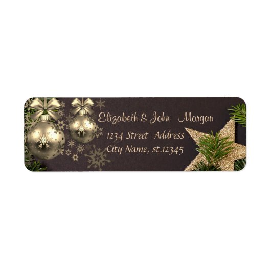 Stijlvol, kerstballen, Snowflakes, Gold Star Etiket (Voorkant)