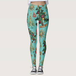 Stijlvol kerstboom juweel patroon leggings