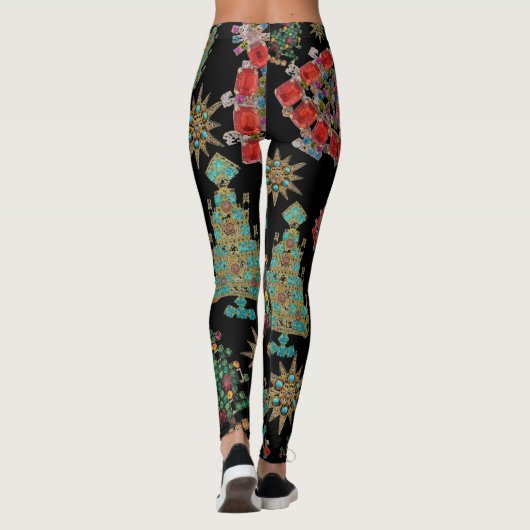 Stijlvol kerstboomgaard Jewel Pattern Black Leggings (Achterkant)