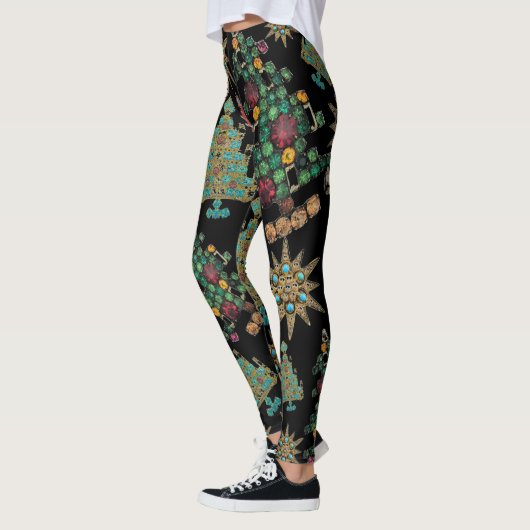 Stijlvol kerstboomgaard Jewel Pattern Black Leggings (Links)