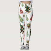 Stijlvol kerstboomgaard Jewel Pattern White Leggings (Voorkant)