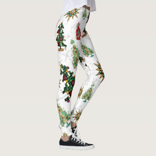 Stijlvol kerstboomgaard Jewel Pattern White Leggings (Rechts)