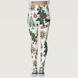 Stijlvol kerstboomschildervlek wit leggings