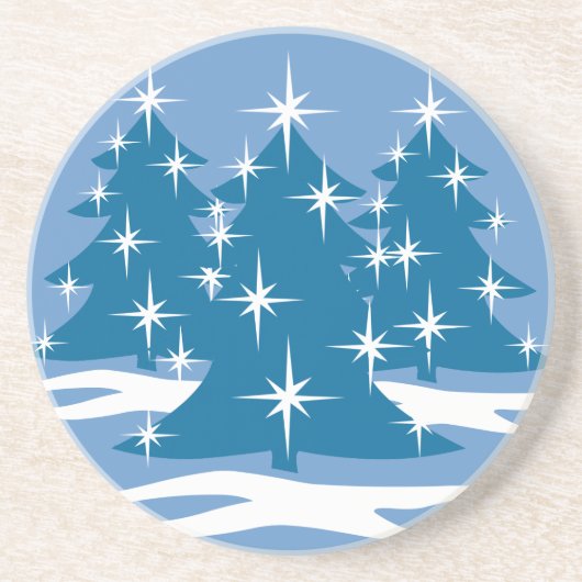 Stijlvol kerstcadeautje met blauw Onderzetter met  (Voorkant)