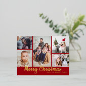 Stijlvol kerstfeest 5 Foto Echte Collage Folie Feestdagen Briefkaart (Staand Voorkant)