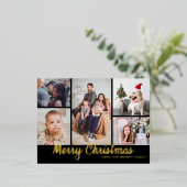 Stijlvol kerstfeest 5 Foto Echte Collage Folie Feestdagen Briefkaart (Staand Voorkant)