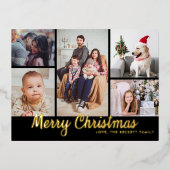 Stijlvol kerstfeest 5 Foto Echte Collage Folie Feestdagen Briefkaart (Voorkant)