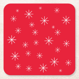 Stijlvol kerstfeest Elegant modern Stars Cute Red Kartonnen Onderzetters