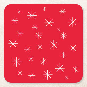 Stijlvol kerstfeest Elegant modern Stars Cute Red Kartonnen Onderzetters