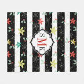 Stijlvol kerstfeest- en punsettiepatroon fleece deken (Voorkant (Horizontaal))