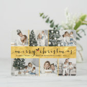 Stijlvol kerstfeest Faux Gold Foil 6 Foto Feestdagenkaart (Staand voorkant)