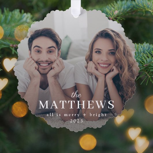 Stijlvol kerstfeest | Minimale fun Couple-foto Ornament Kaart